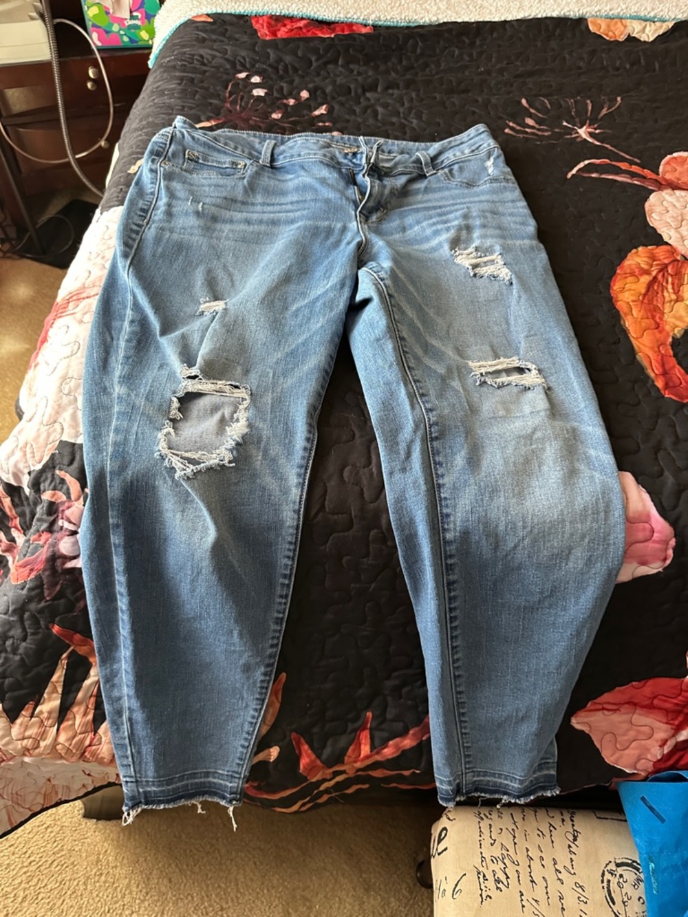 Maurices Medium Blue Ripped Boyfriend Jeans